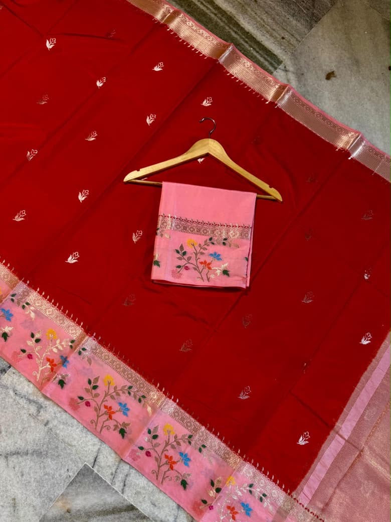 Bananas soft silk Sarees with meenakari weaving