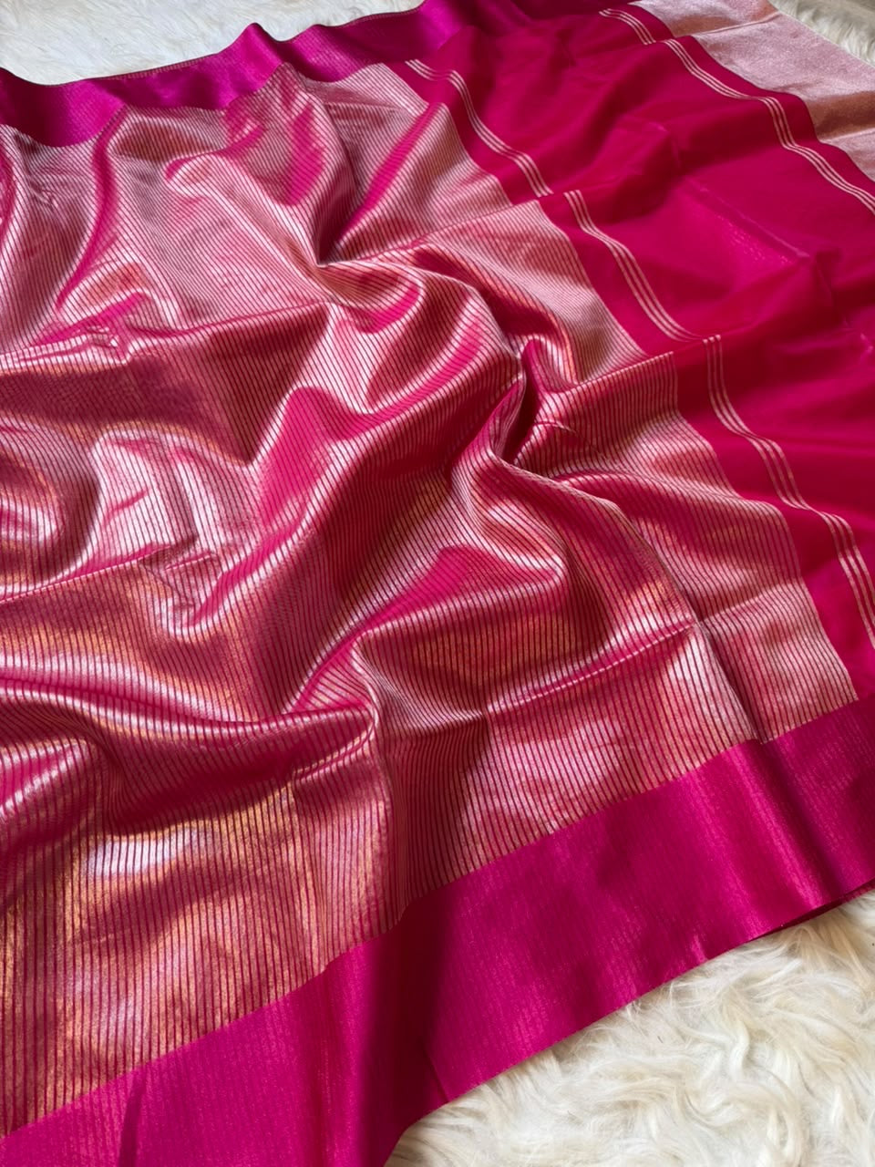 Shilpa shetty inspired banaras tissue stripes soft silk sarees