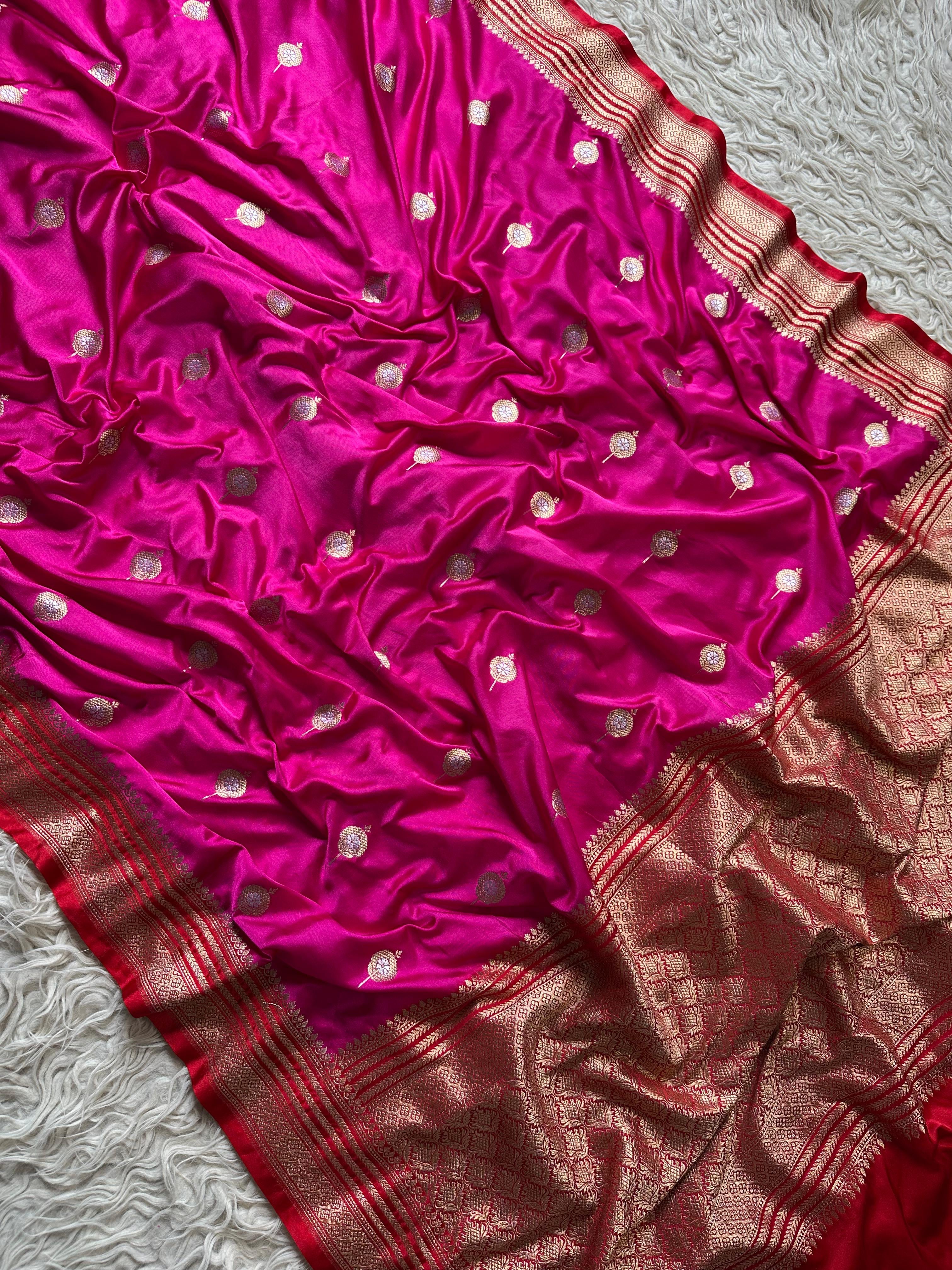 Exclusive banaras mashru satin silk sarees with allover weaving