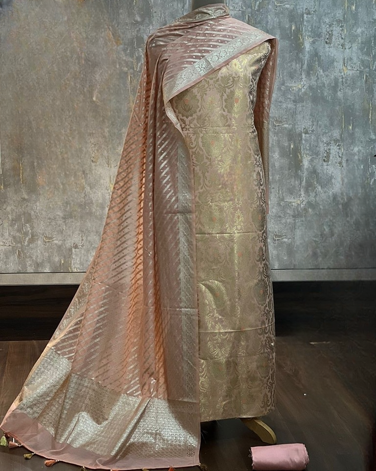 Banaras brocade 3 piece unstitched dress materials (2.5 meters each approx )