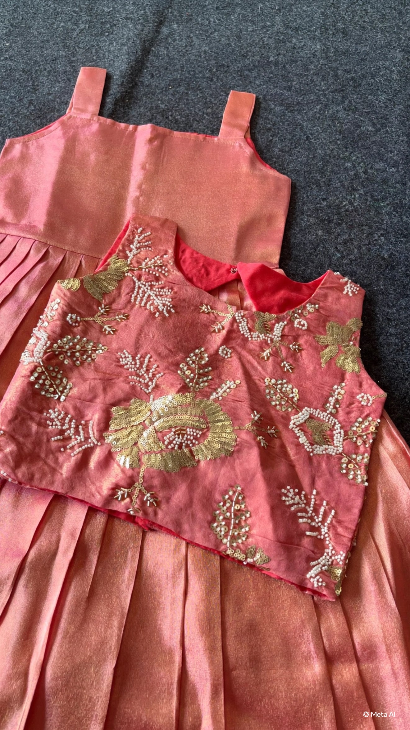 Kids tissue silk dress with rich croptop (0-16 years )