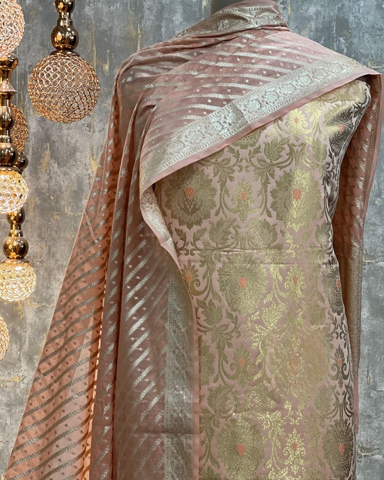 Banaras brocade 3 piece unstitched dress materials (2.5 meters each approx )