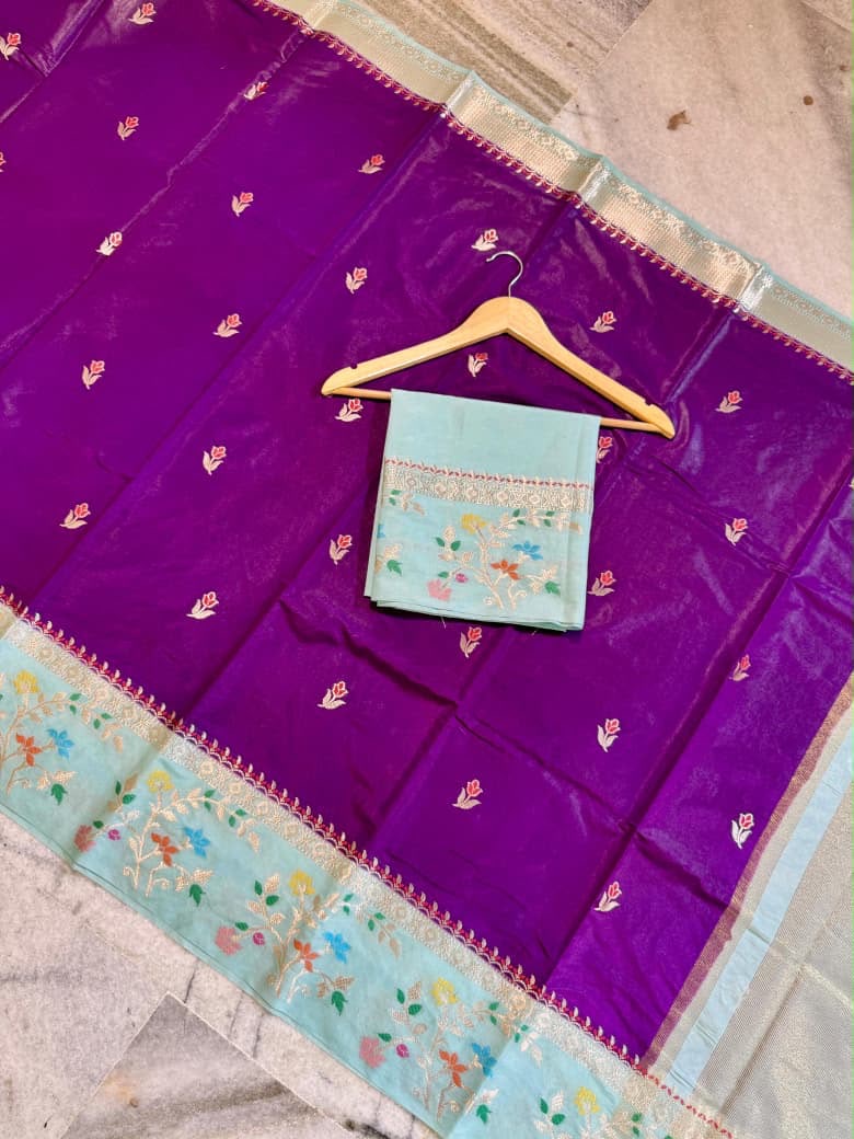 Bananas soft silk Sarees with meenakari weaving