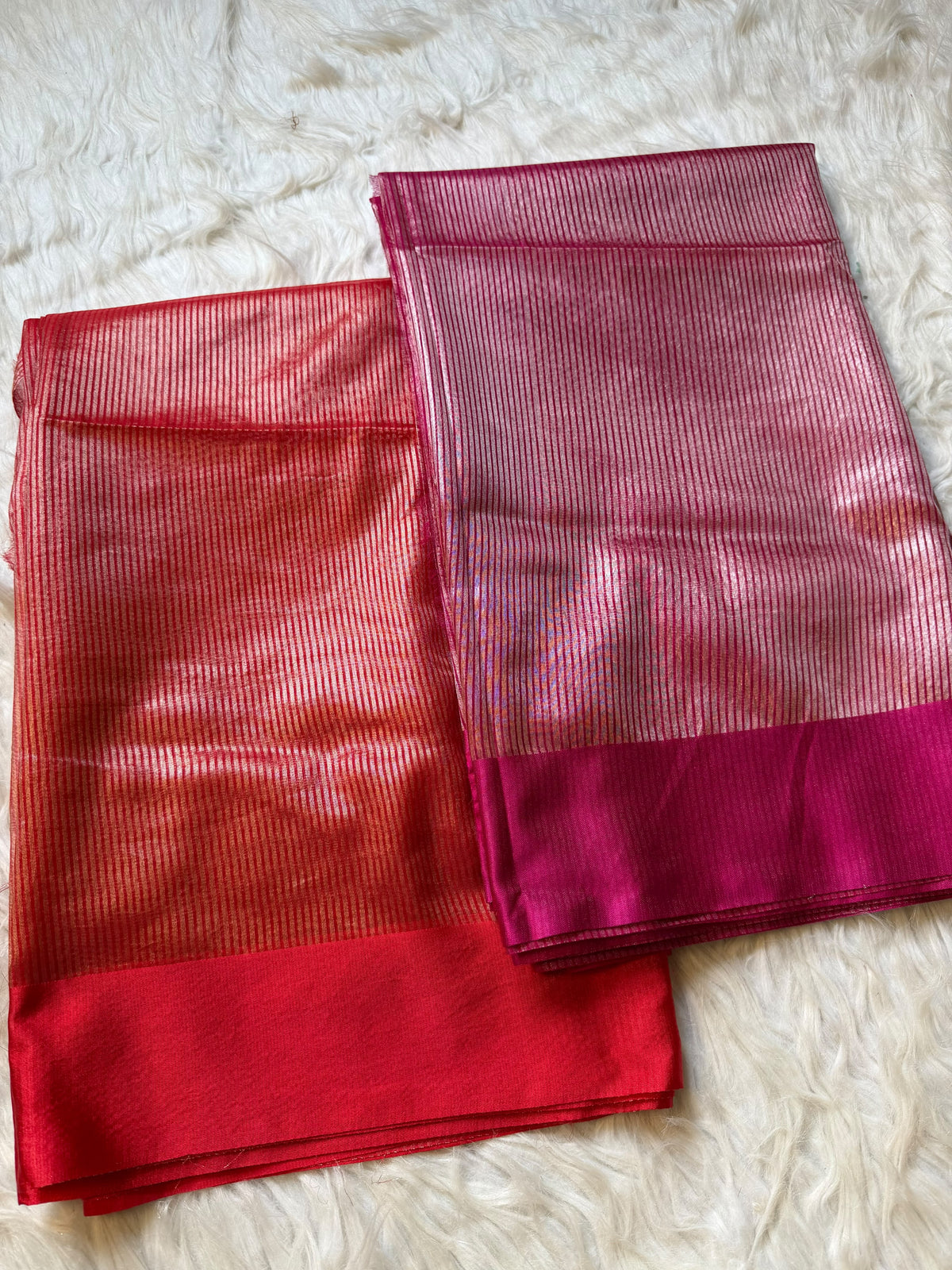 Shilpa shetty inspired banaras tissue stripes soft silk sarees