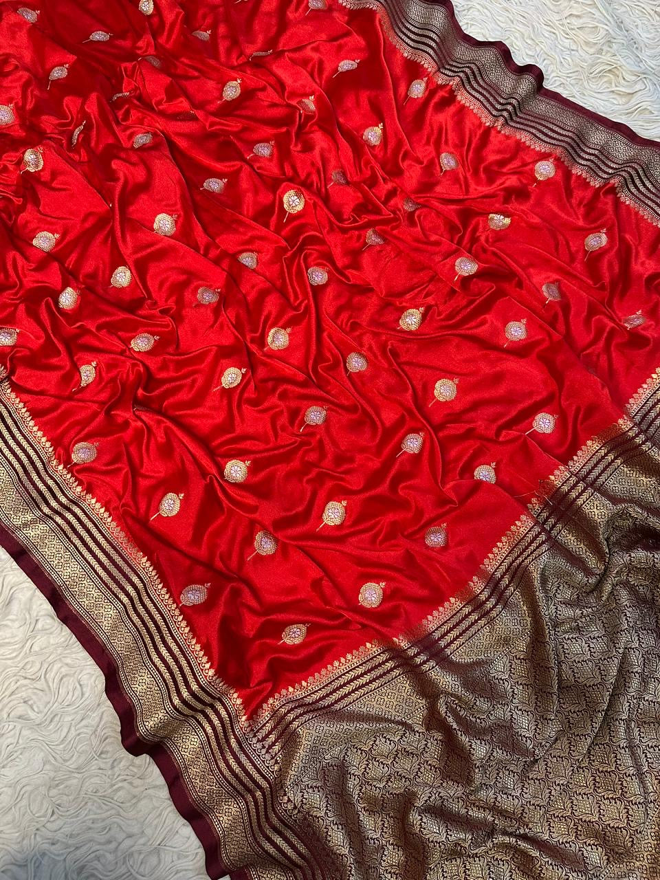 Banaras mashru satin silk sarees unstitched blouse