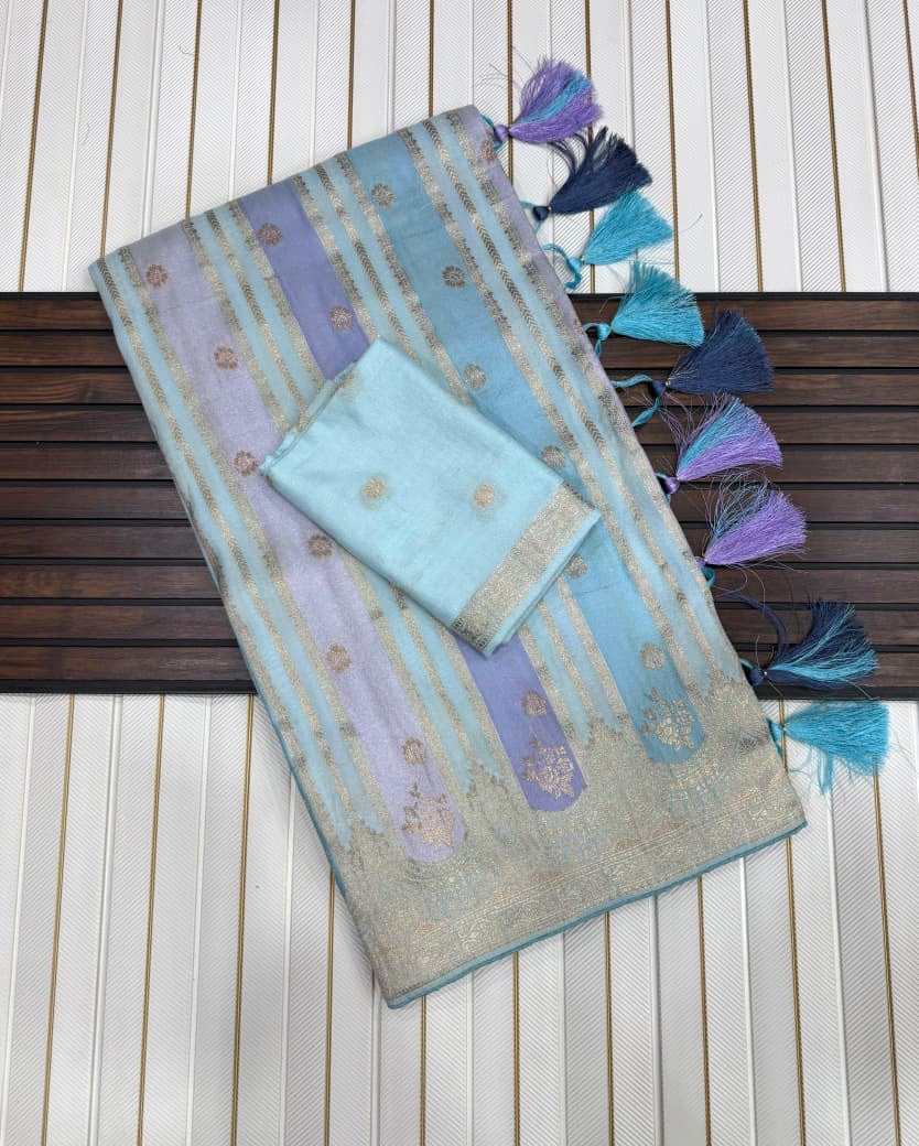 Banaras rangkat soft silk sarees with rich weaving allover and blouse
