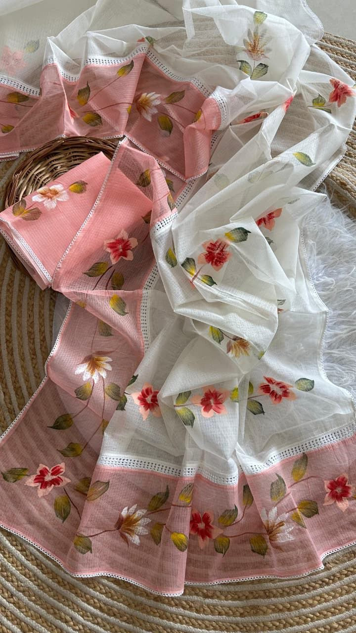 Kota sarees with handpainting allover