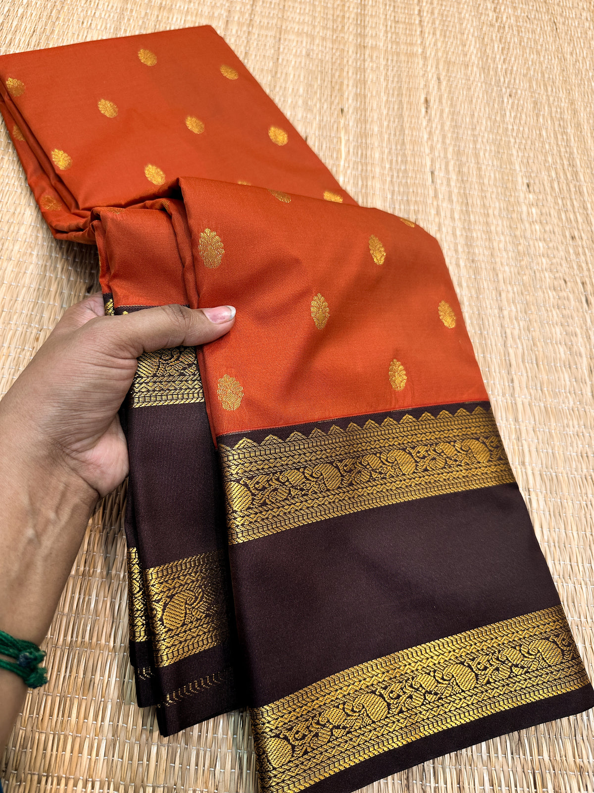 Exclusive semi kanjeevaram silk saree with gap borders