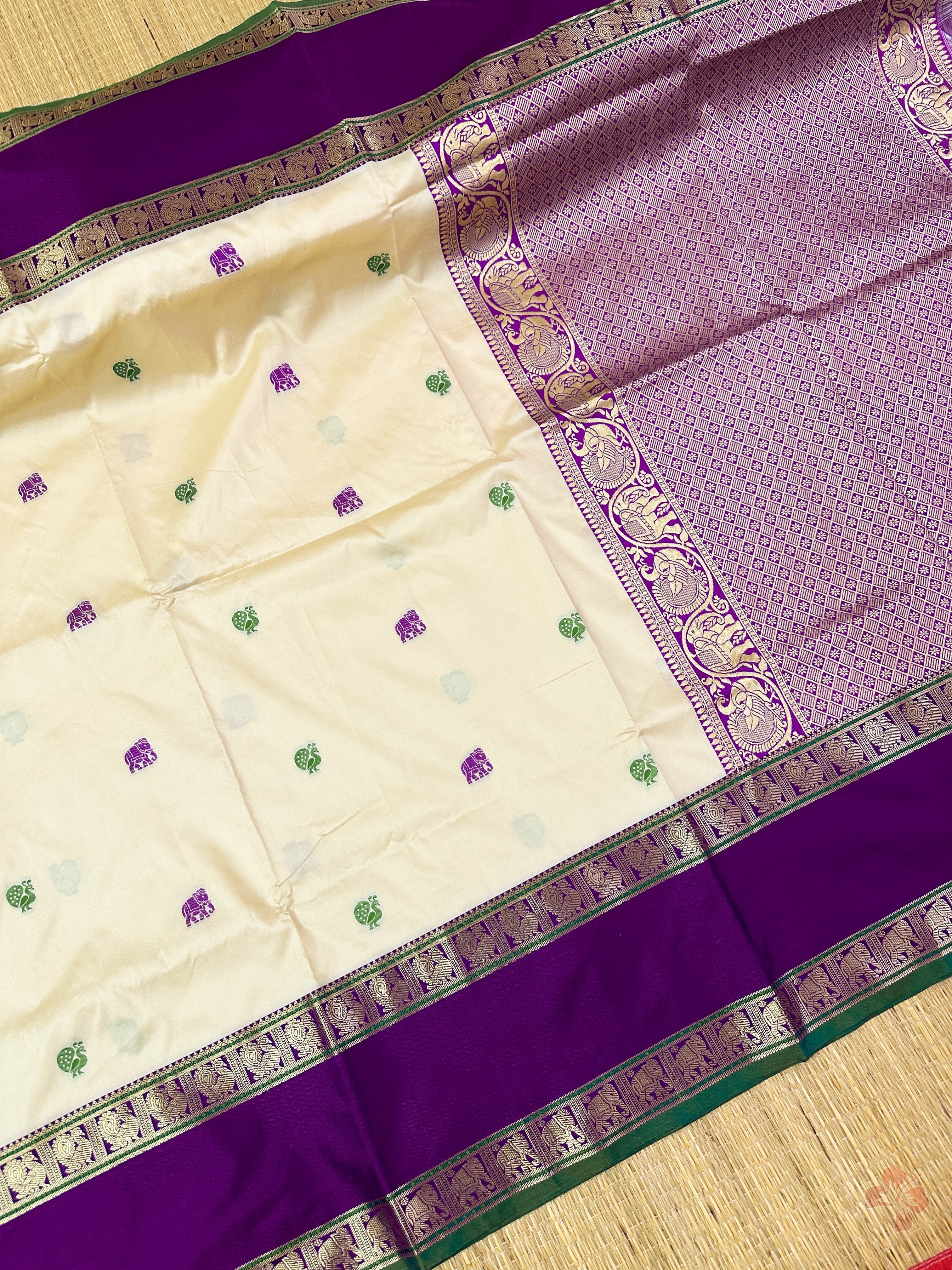 Semi kanjeevaram silk saree with rich vintage weaving unstitched blouse
