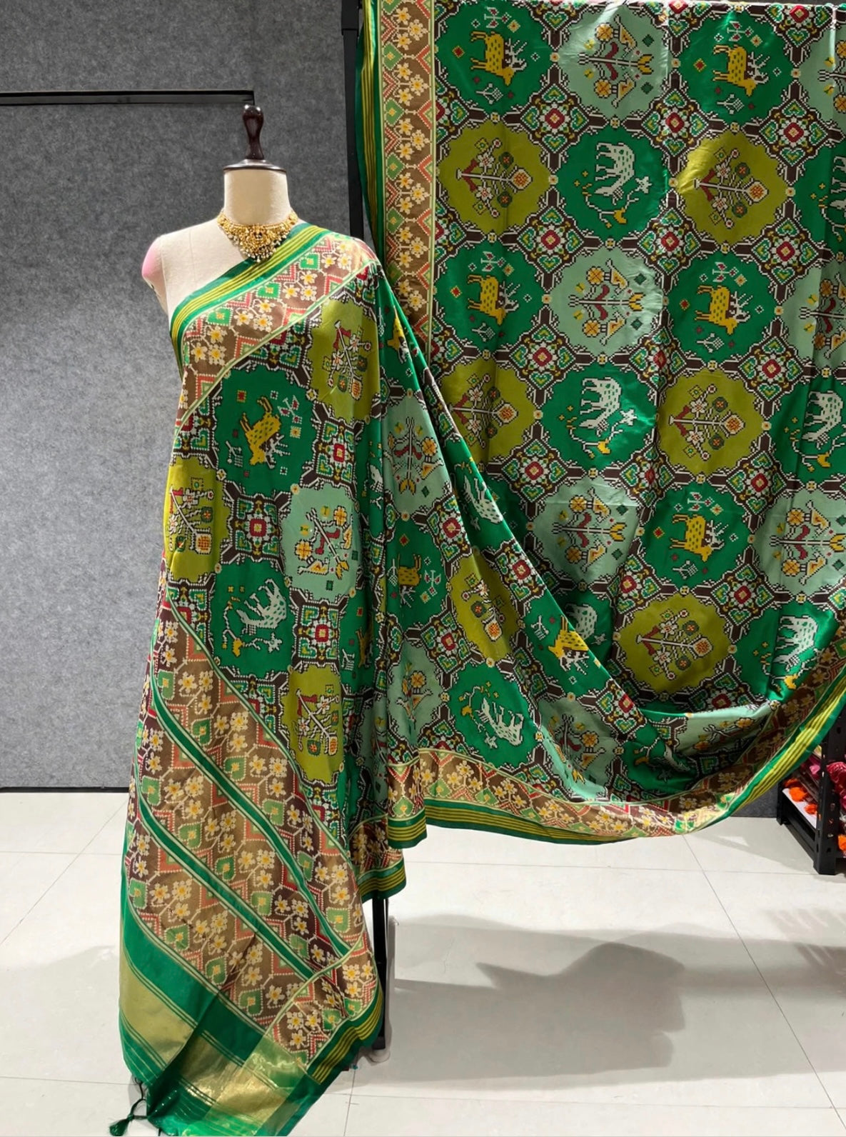 Fancy patan patola silk sarees in navaratan design