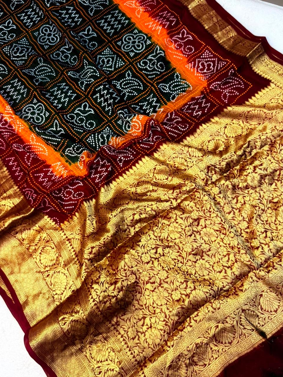 Banaras bandini soft silk saree with rich weaving borders and blouse
