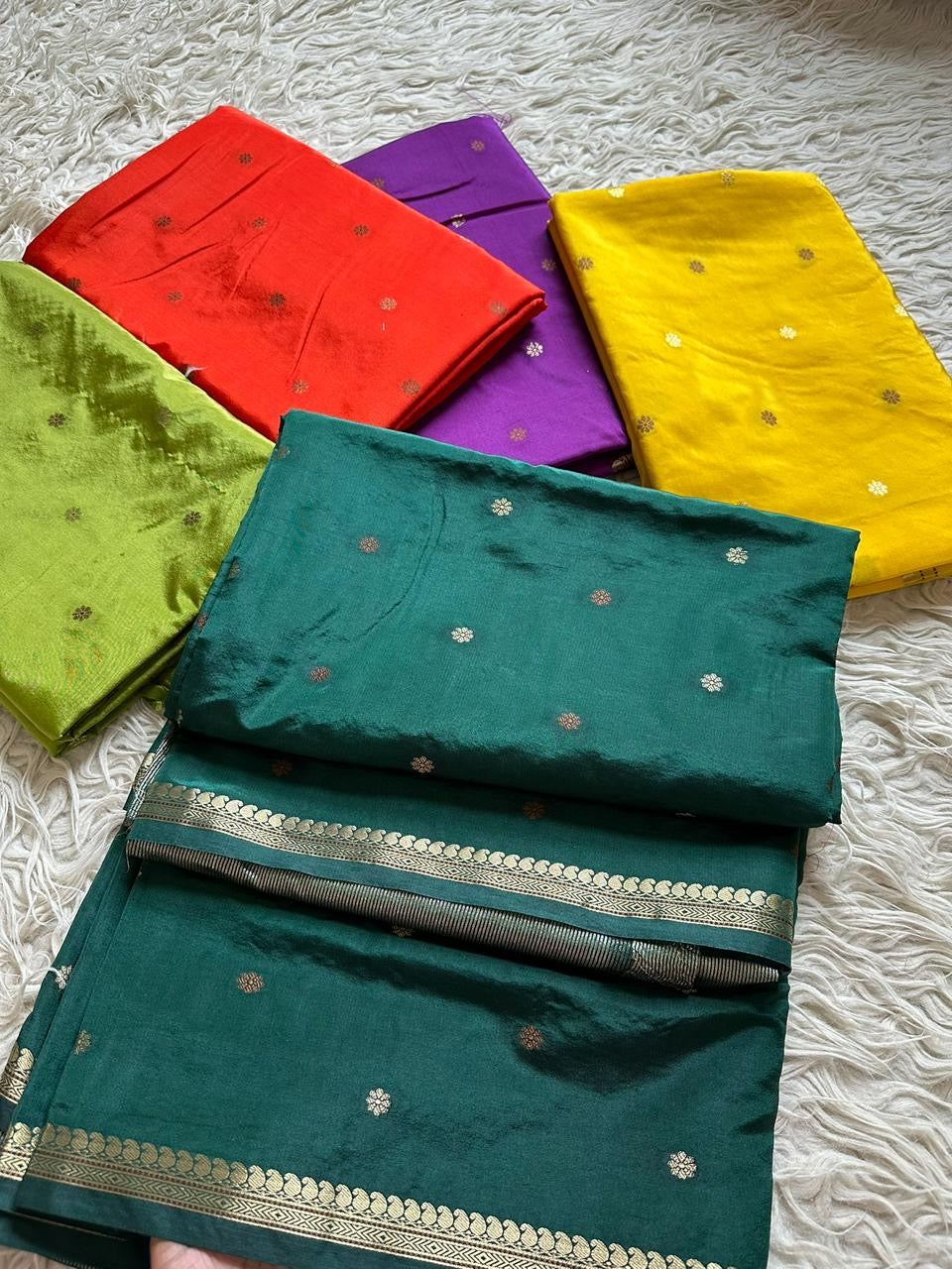 Vintage banaras soft silk sarees with allover weaving and rich unstitched blouse