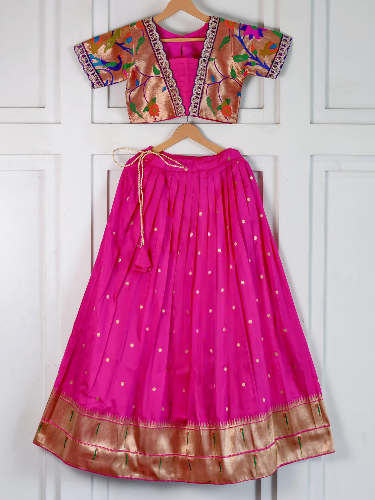 Banaras paithani kids lehanga with croptop (1-15 years )