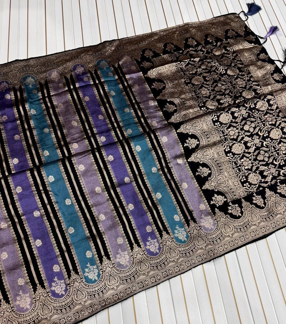 Banaras rangkat soft silk sarees with rich weaving allover and blouse