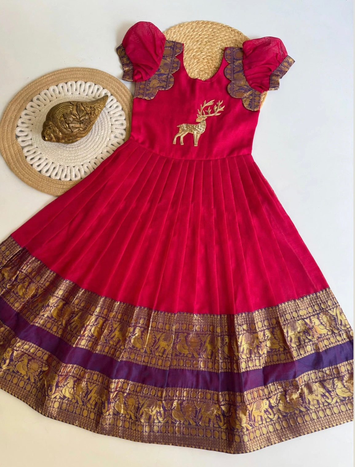 Narayanpet silk cotton fully stitched dresses with handwork (1-16 years)