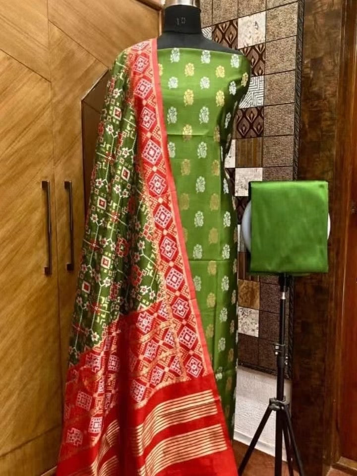Banaras soft silk 3 piece dress materials with patola duppata (2.5 meter each )