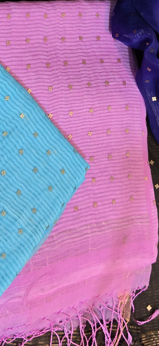 Handloom pure muslin silk sarees with sequins weaving