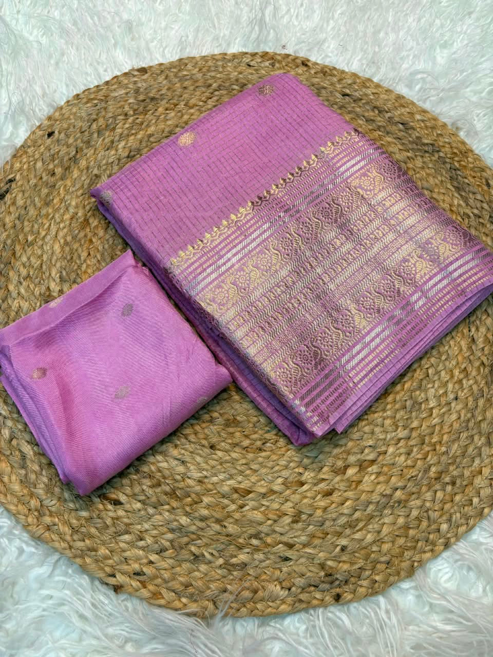 Vintage banaras crepe silk sarees in checkered weaving rich pallu and blouse
