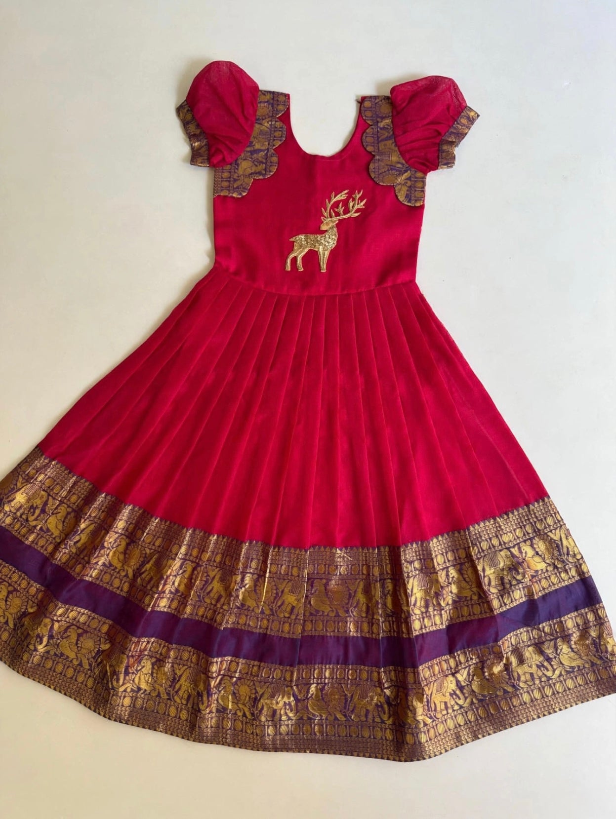 Narayanpet silk cotton fully stitched dresses with handwork (1-16 years)