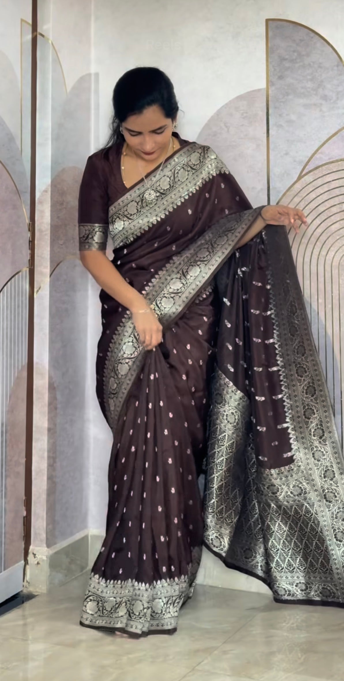 Banaras tussar silk sarees with allover weaving and unstitched blouse