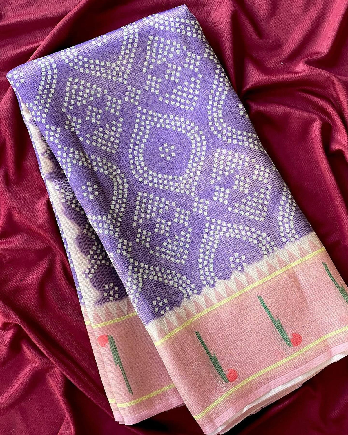 Kota bandini sarees with paithani border pallu and blouse