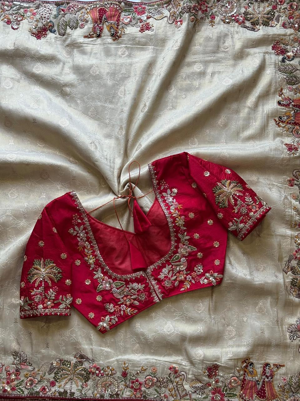 Designed munga silk sarees with intricate embroidery and fully stitched blouse
