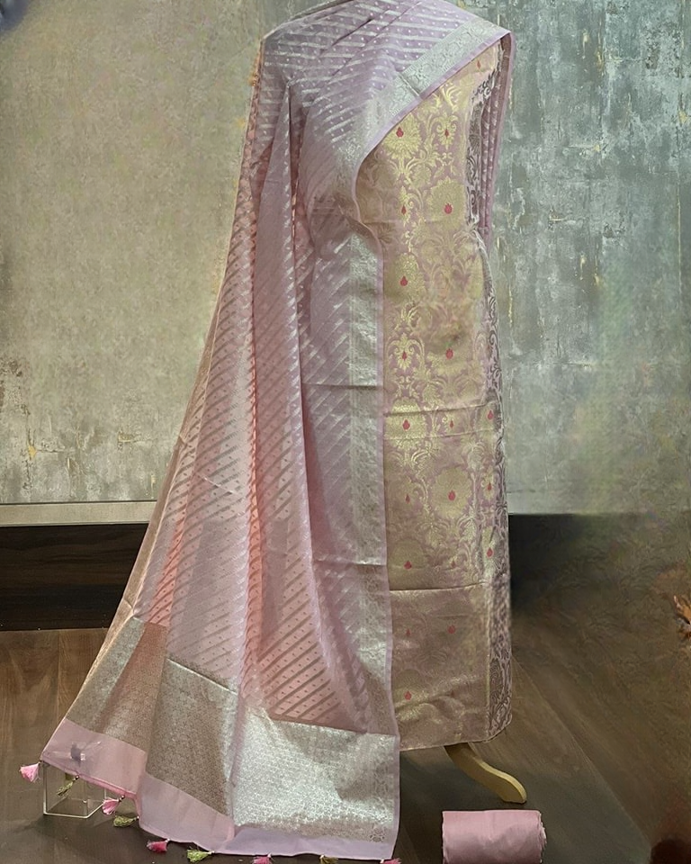 Banaras brocade 3 piece unstitched dress materials (2.5 meters each approx )
