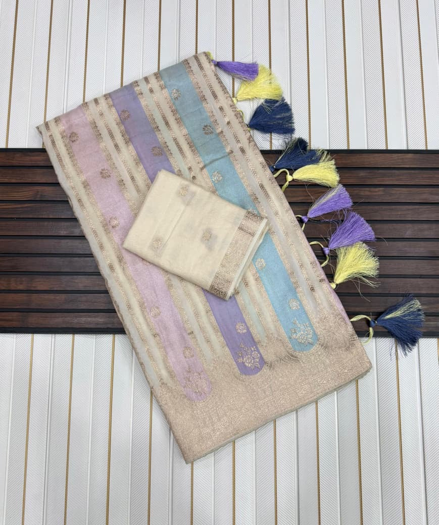 Banaras rangkat soft silk sarees with rich weaving allover and blouse