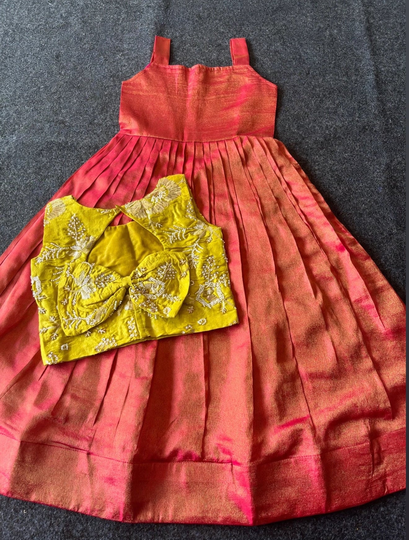 Kids tissue silk dress with rich croptop (0-16 years )