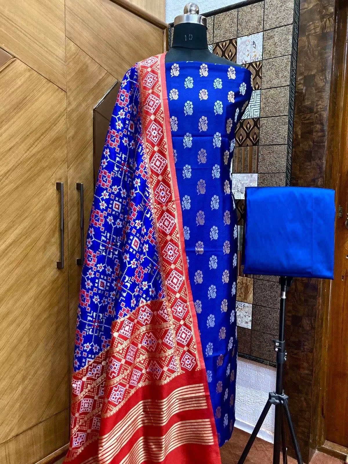 Banaras soft silk 3 piece dress materials with patola duppata (2.5 meter each )