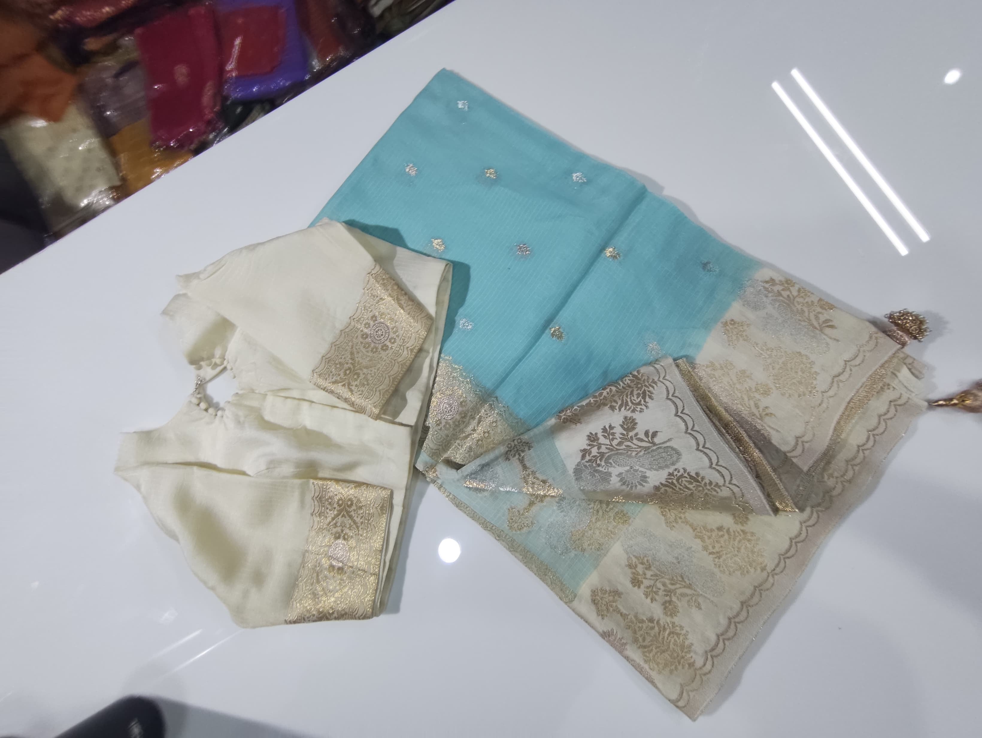 Exclusive pure kota silk sarees with mashru satin weaving borders and unstitched blouse