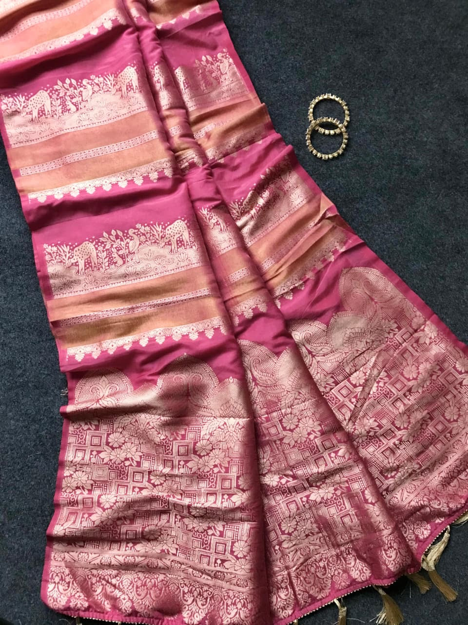 Banaras crepe silk sarees with rich weaving allover and blouse