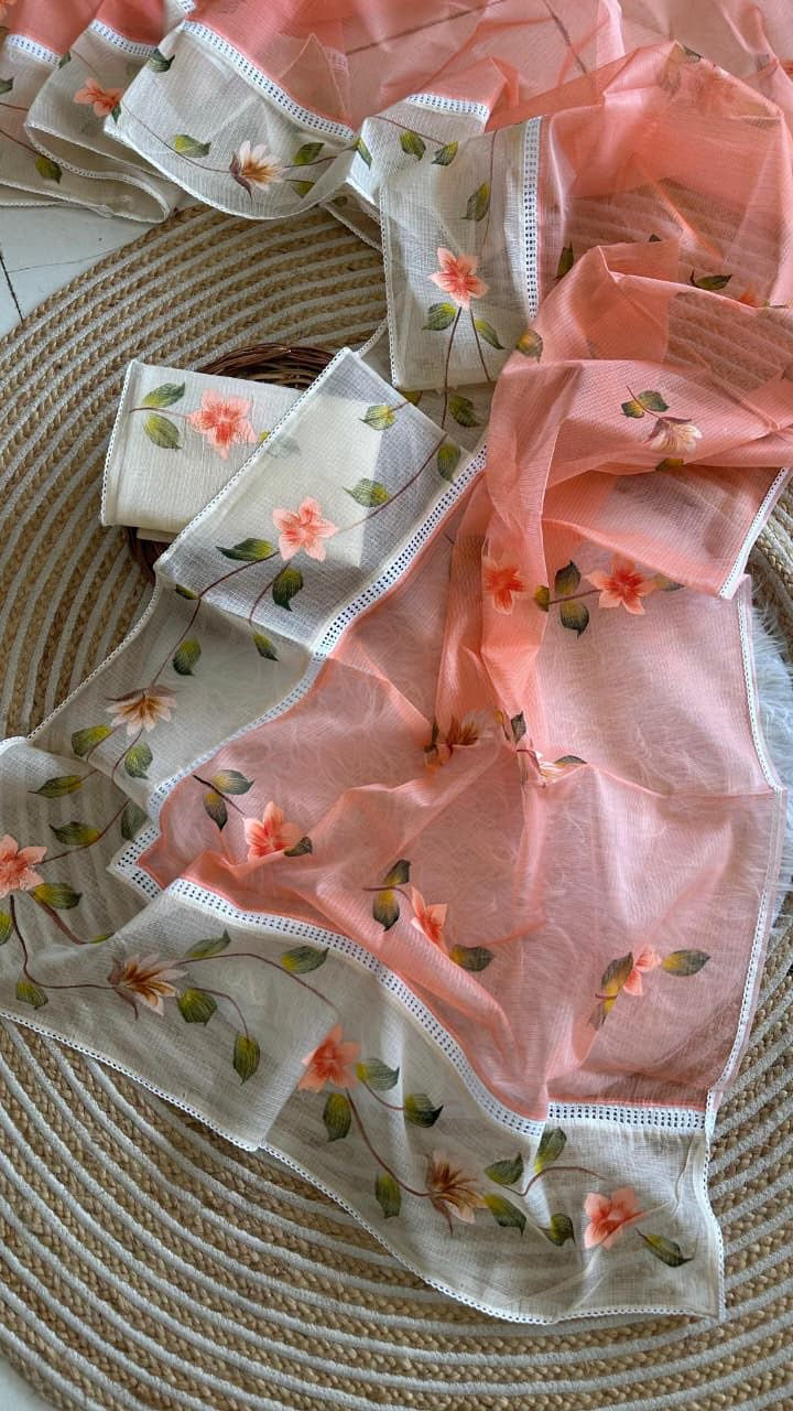 Kota sarees with handpainting allover