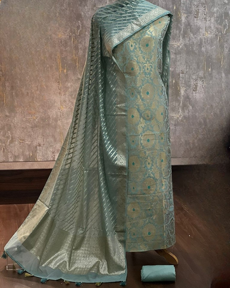 Banaras brocade 3 piece unstitched dress materials (2.5 meters each approx )