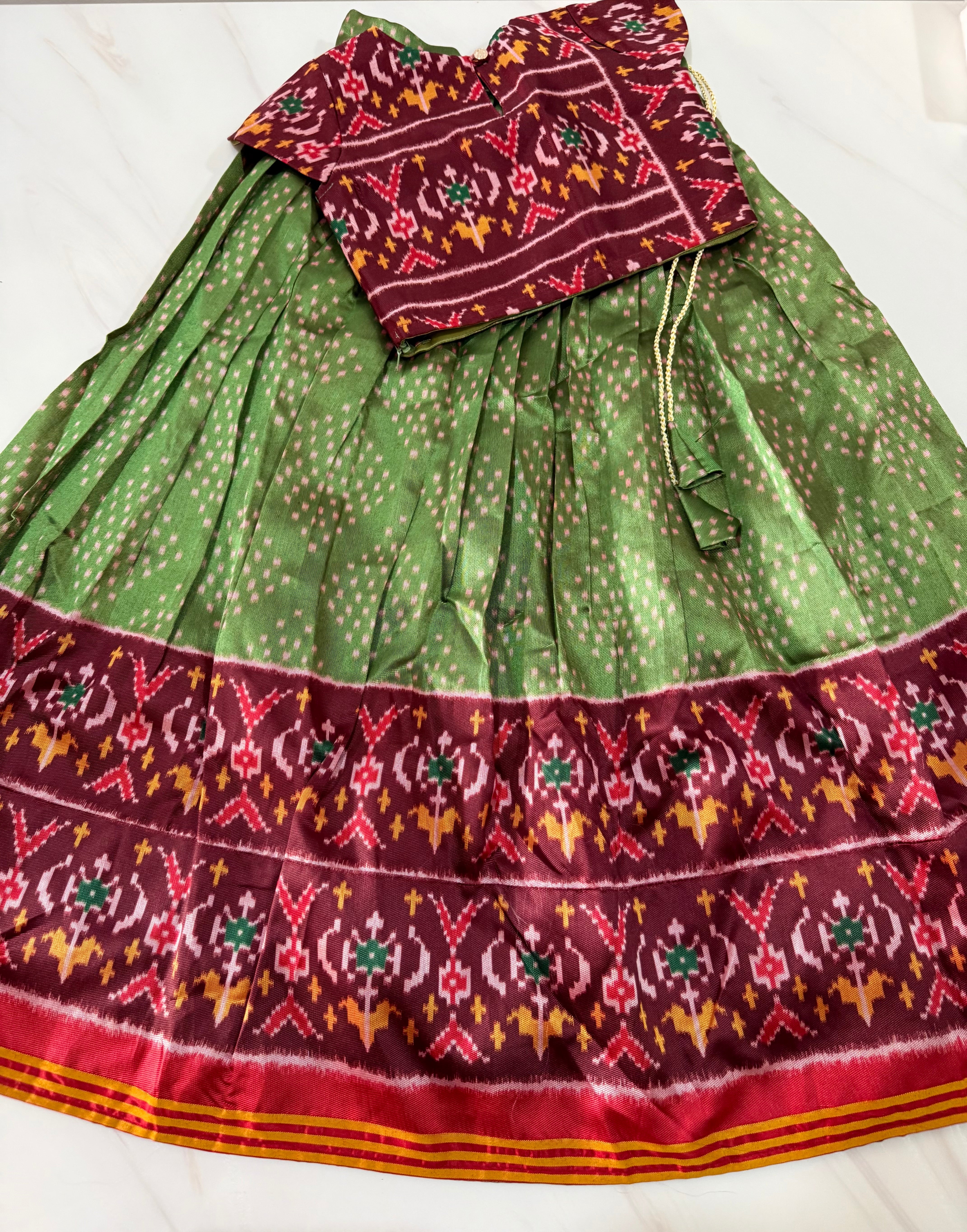 Fancy patan patola kids fully stitched lehangas (0-16 years)