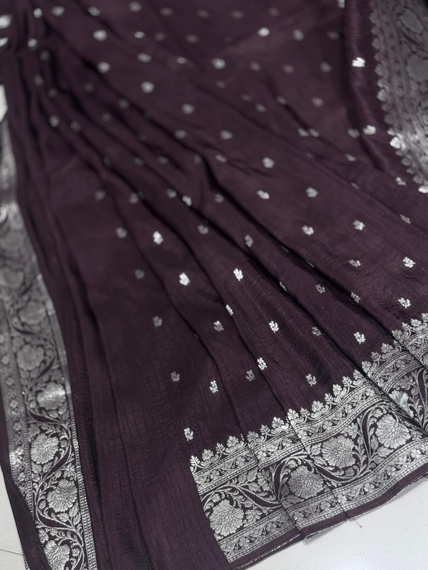 Banaras tussar silk sarees with allover weaving and unstitched blouse