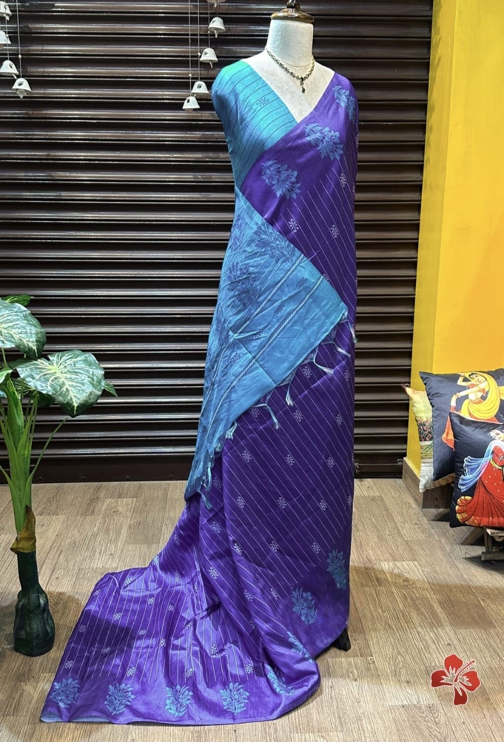 Fancy tussar silk cotton saree in unique combination