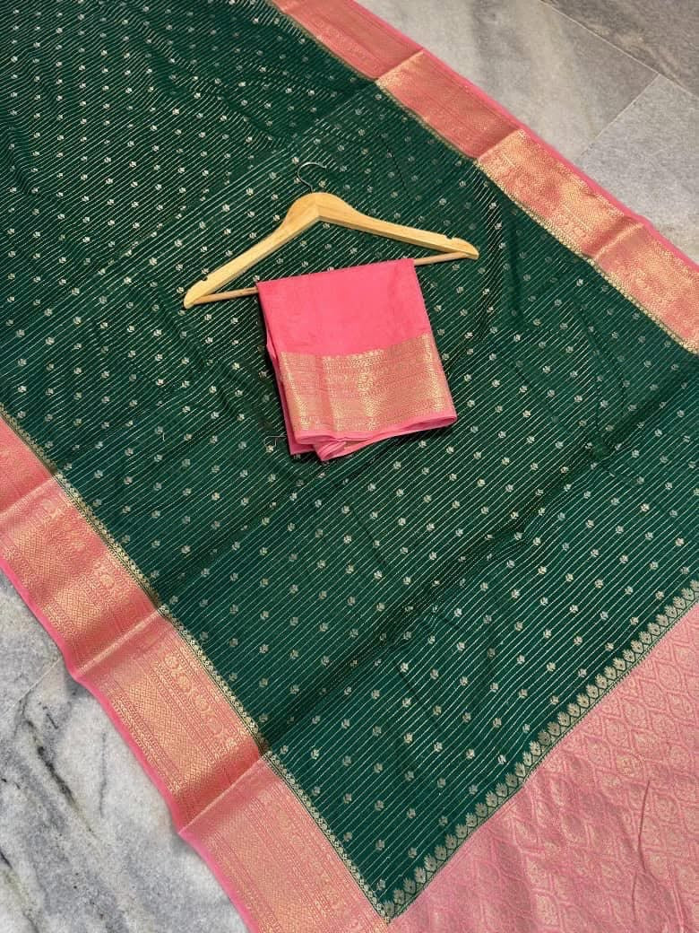 Vintage banaras soft silk saree with vaira oosi style weaving