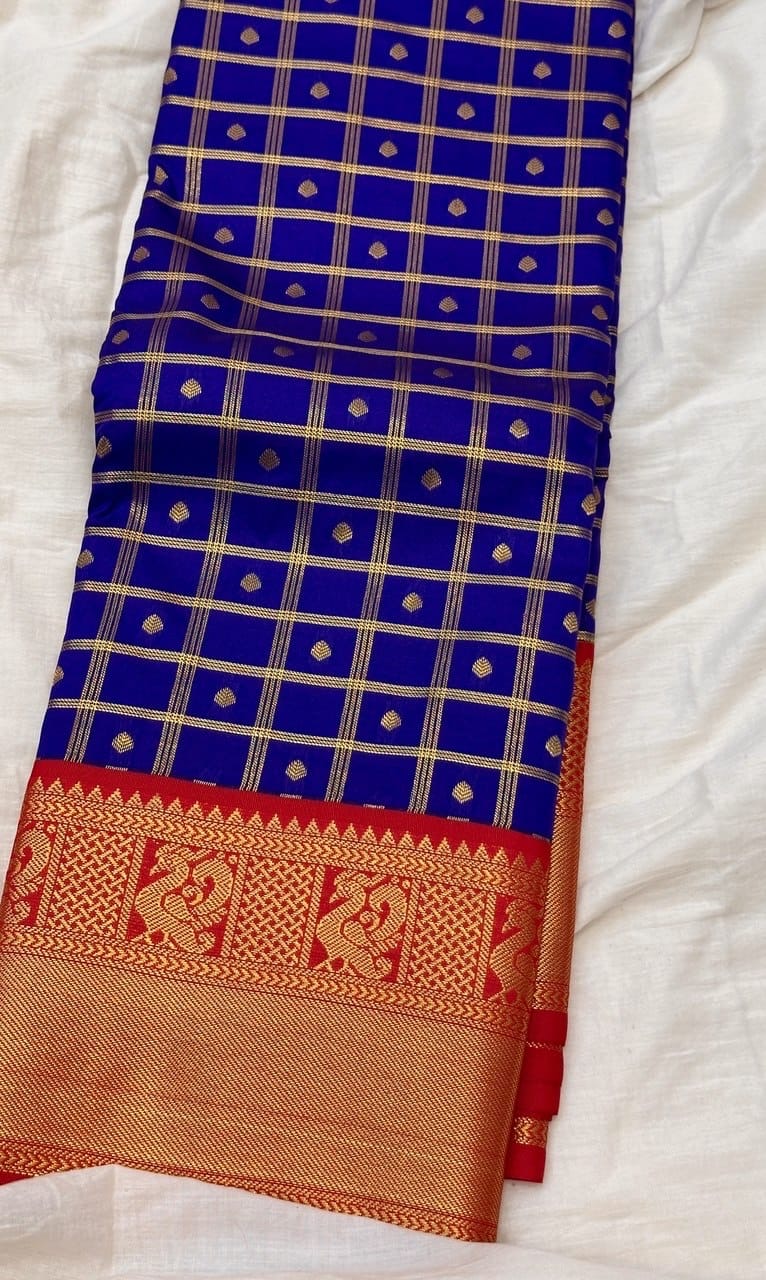 Semi kanjeevaram silk saree with koravai weaving
