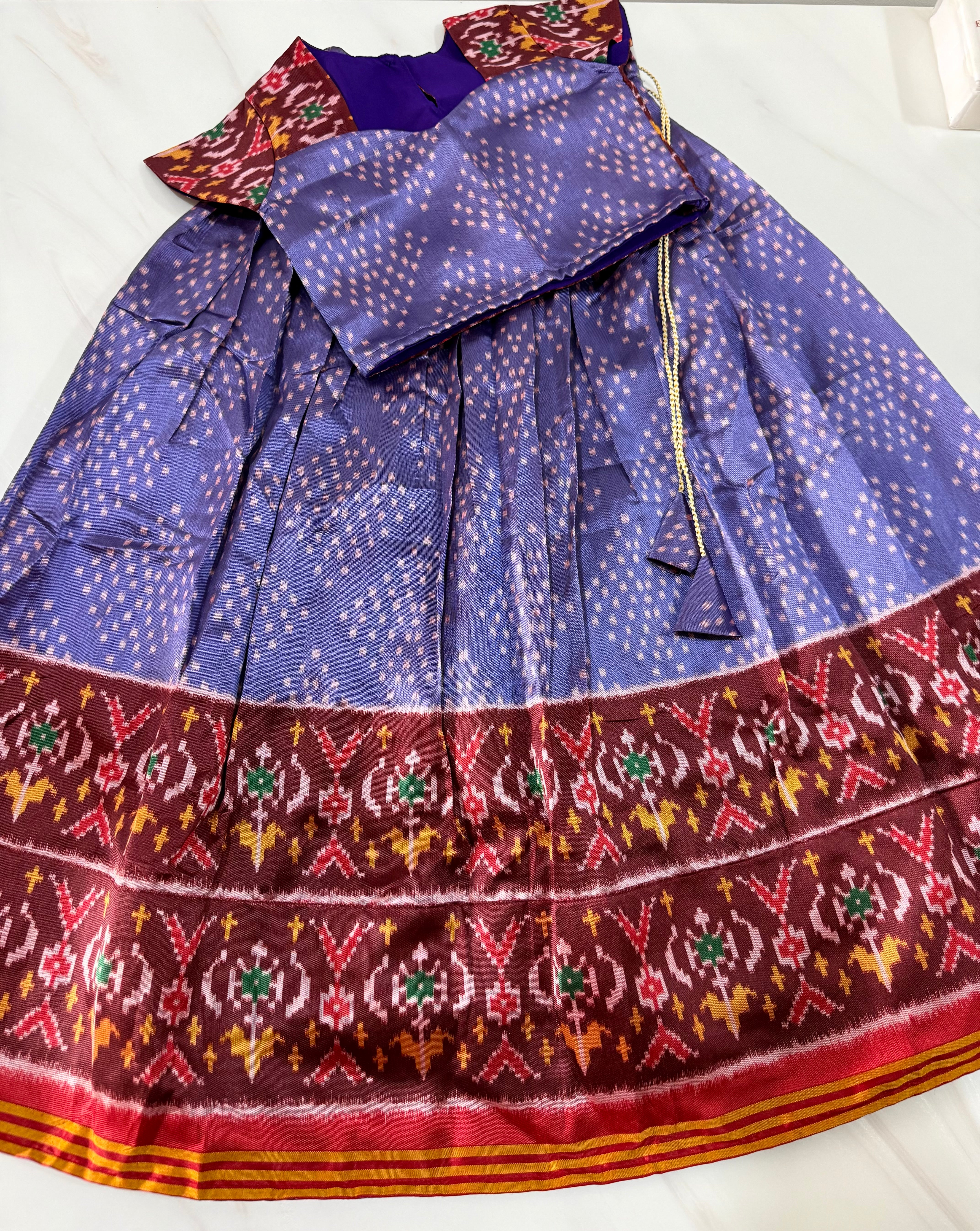 Fancy patan patola kids fully stitched lehangas (0-16 years)