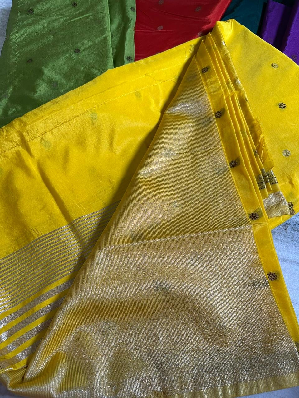Vintage banaras soft silk sarees with allover weaving and rich unstitched blouse