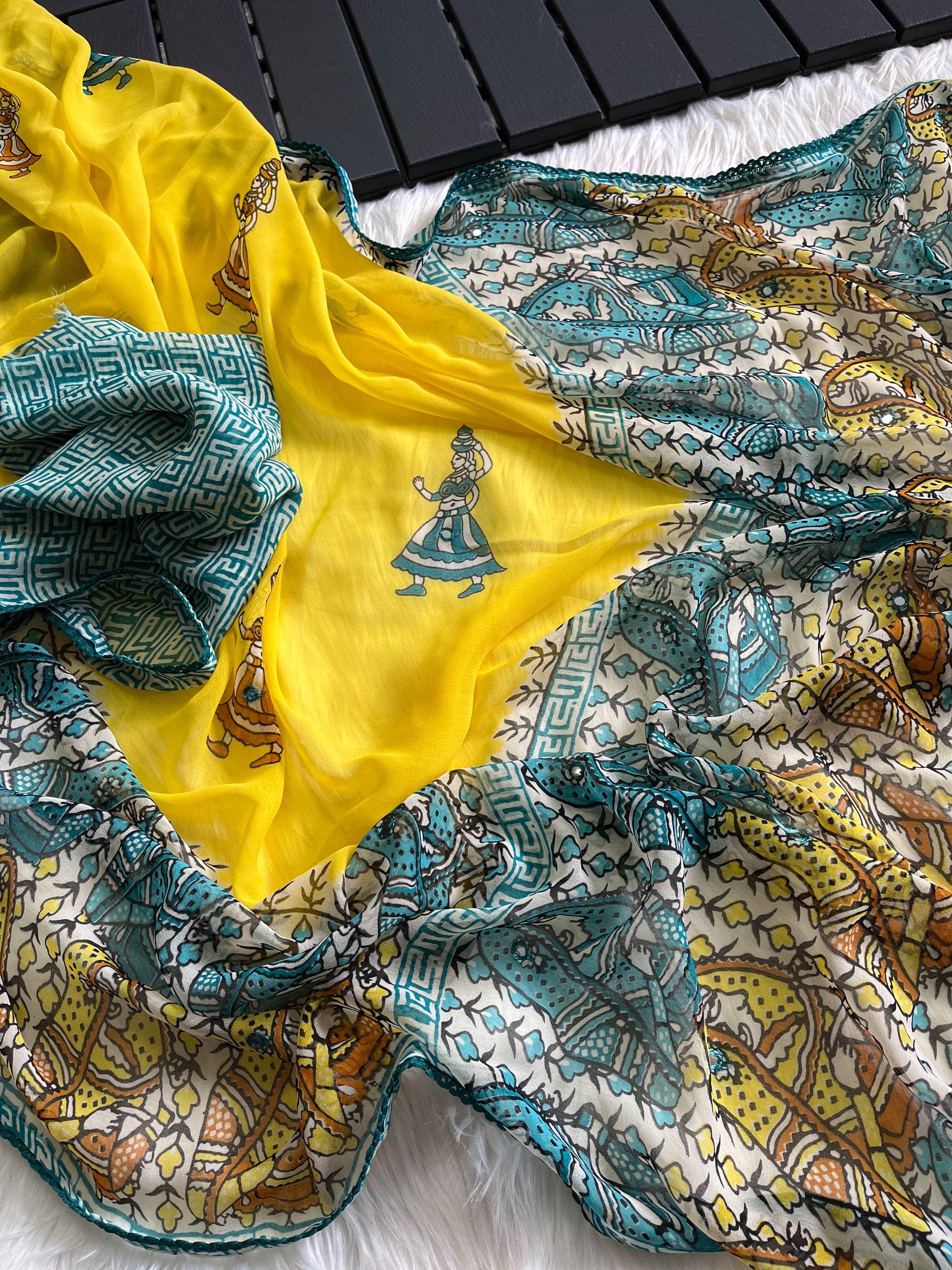 Exclusive designer printed georgette sarees