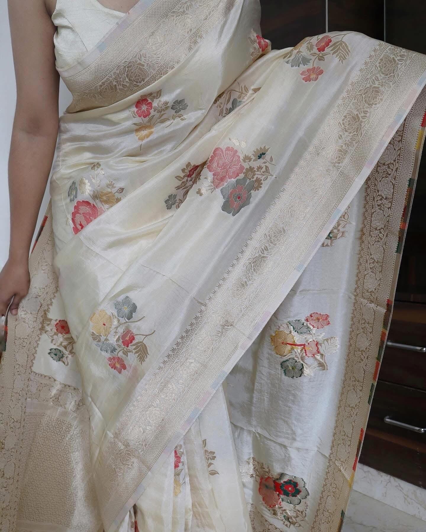 Banaras munga silk sarees with meenakari weaving