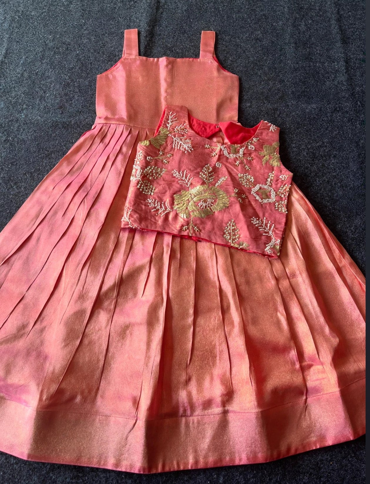 Kids tissue silk dress with rich croptop (0-16 years )