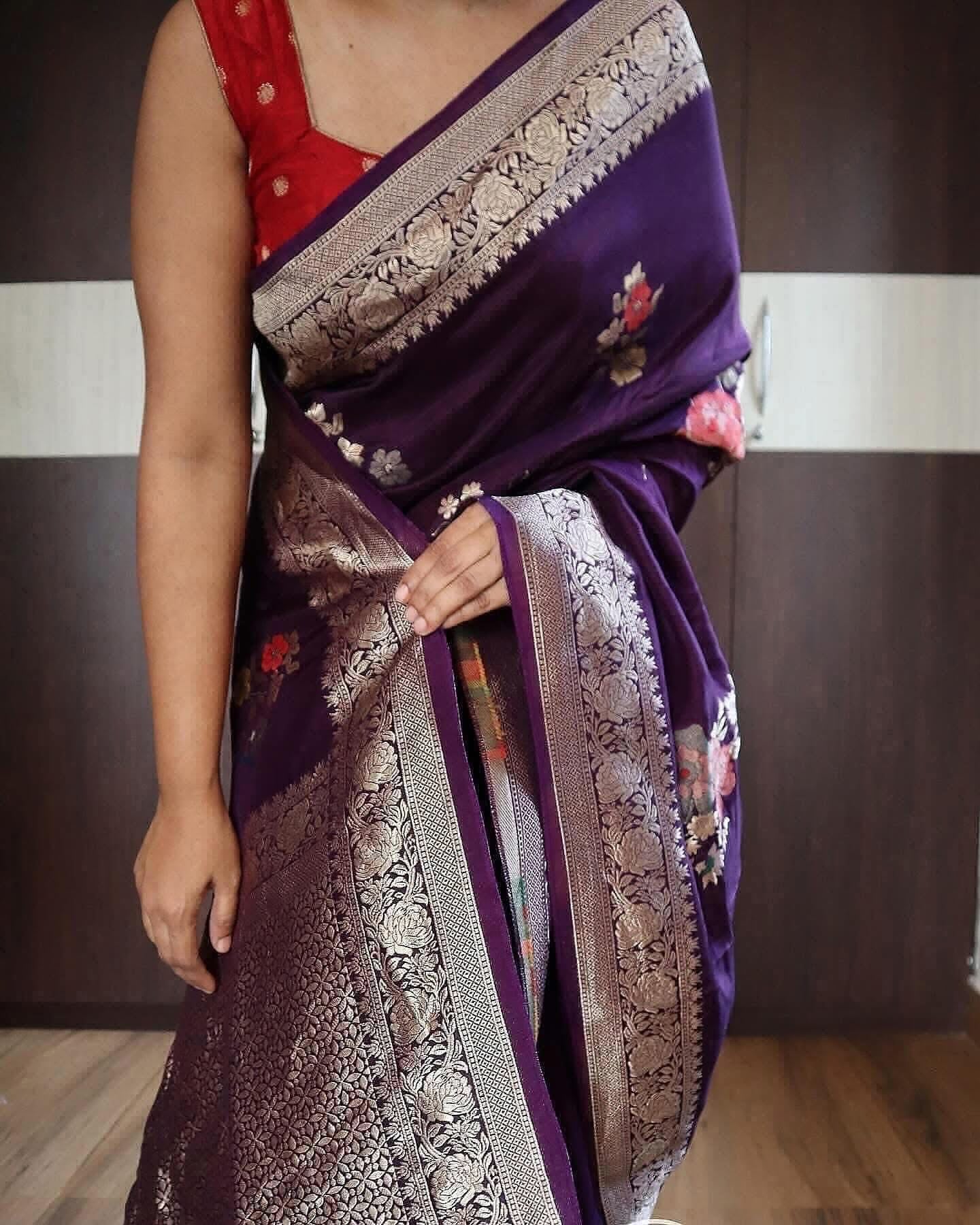 Banaras munga silk sarees with meenakari weaving