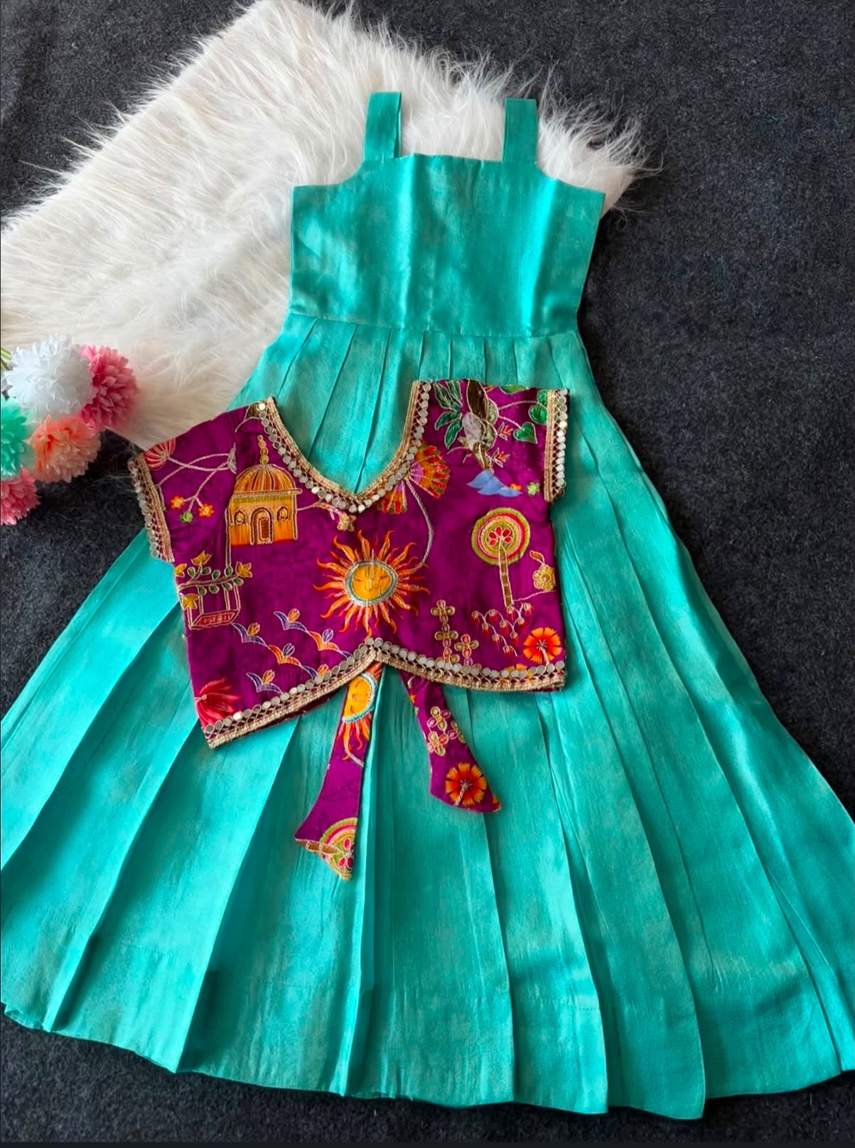 Kids fully stitched tissue silk dresses with designer jacket  (1-16 years )