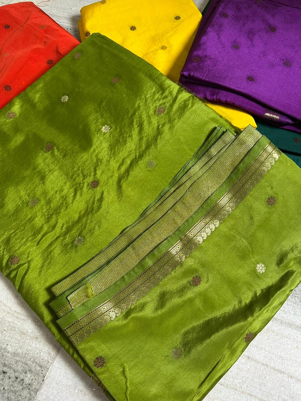 Vintage banaras soft silk sarees with allover weaving and rich unstitched blouse