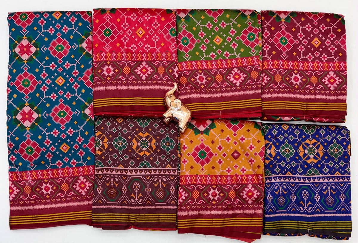 Fancy patan patola printed ikkat silk sarees
