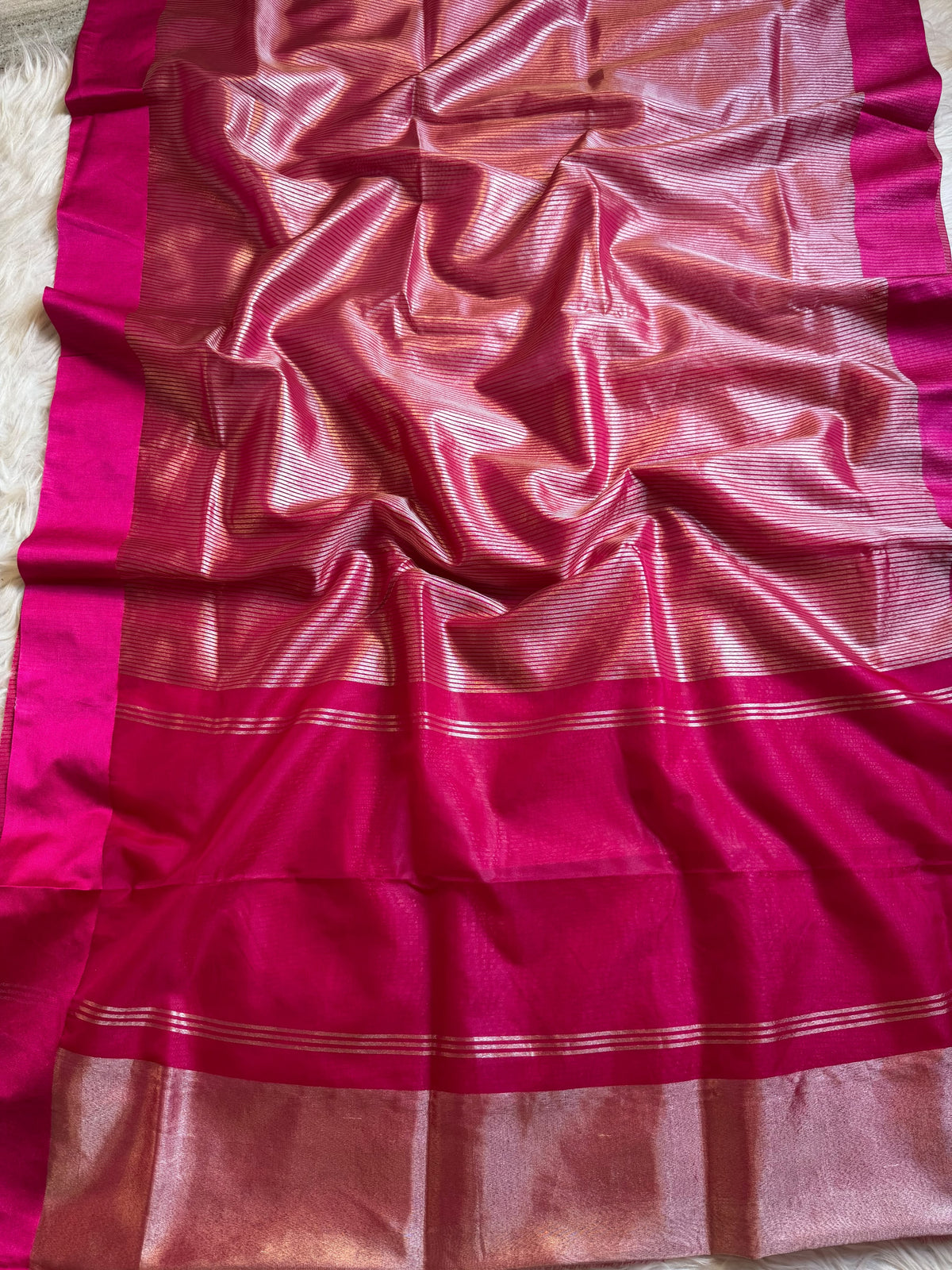Shilpa shetty inspired banaras tissue stripes soft silk sarees