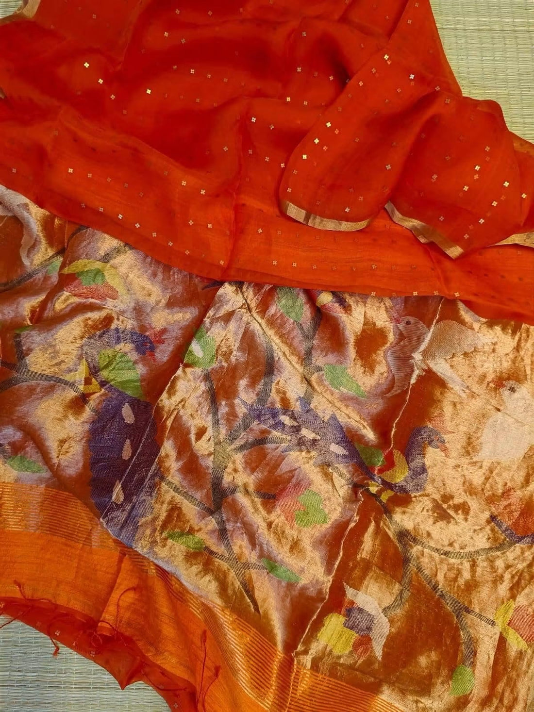Handloom pure muslin jamdani silk sarees with paithani weaving pallu unstitched blouse